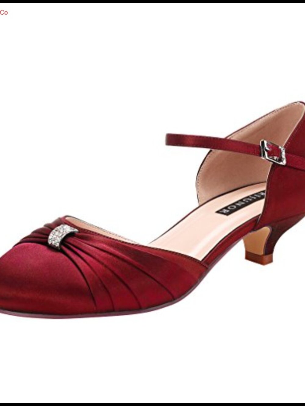 Women Comfort Low Kitten Heel Buckle Ankle Strap Satin Bridal Wedding Shoes